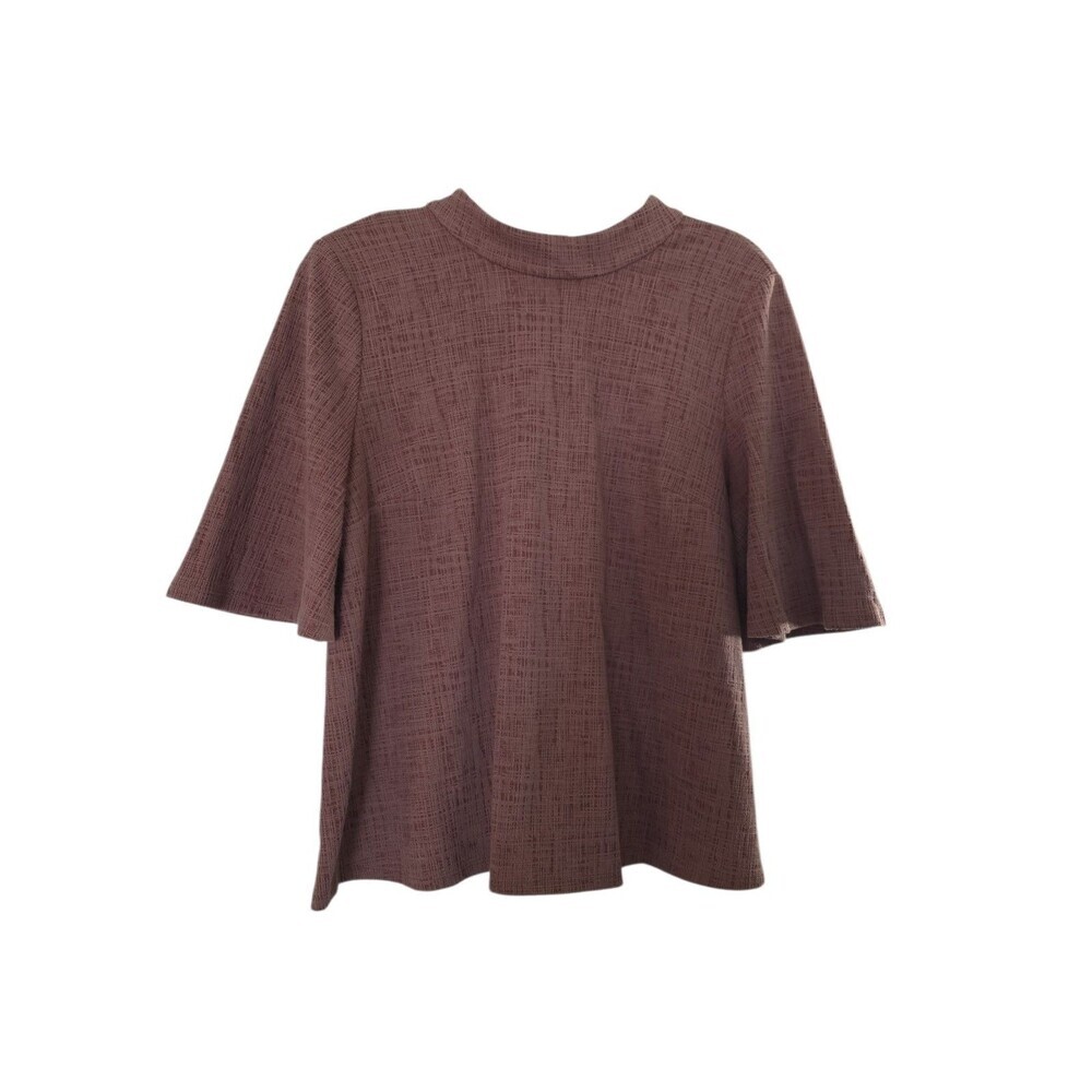 Current Air Anthropologie Bette Tie Back Top Womens Medium Brown Textured Blouse